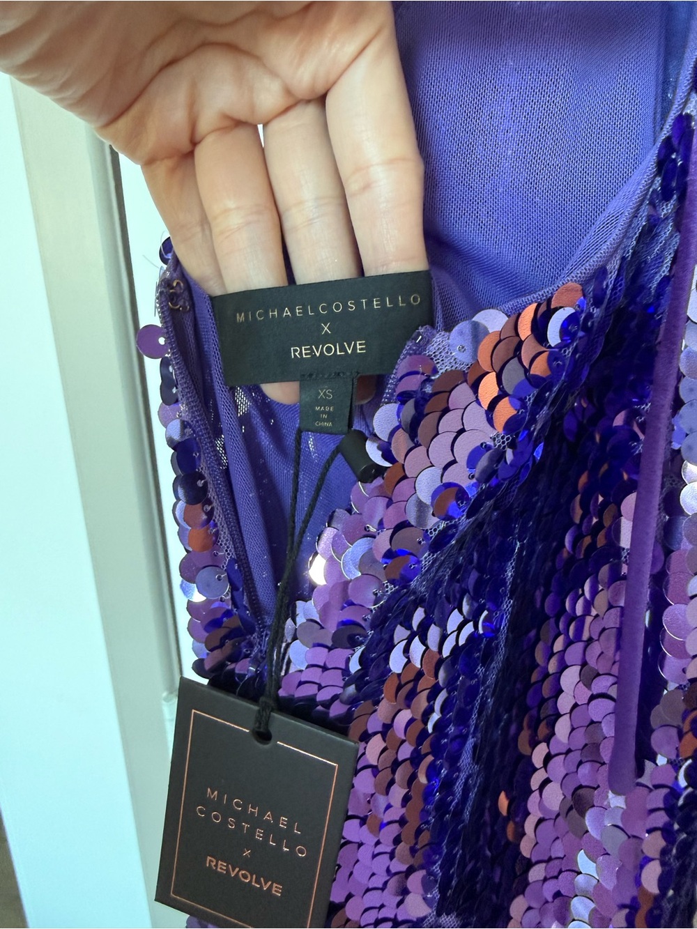 Michael Costello × REVOLVE Taja Mini Dress in Purple Sequin - XS - Picture 4 of 4